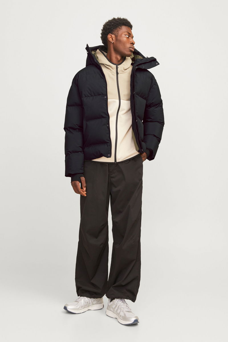 Jack & Jones Erkek Jcoalpha Kapüşonlu Rüzgar Geçirmez Puffer Mont 12261971 Siyah - 2