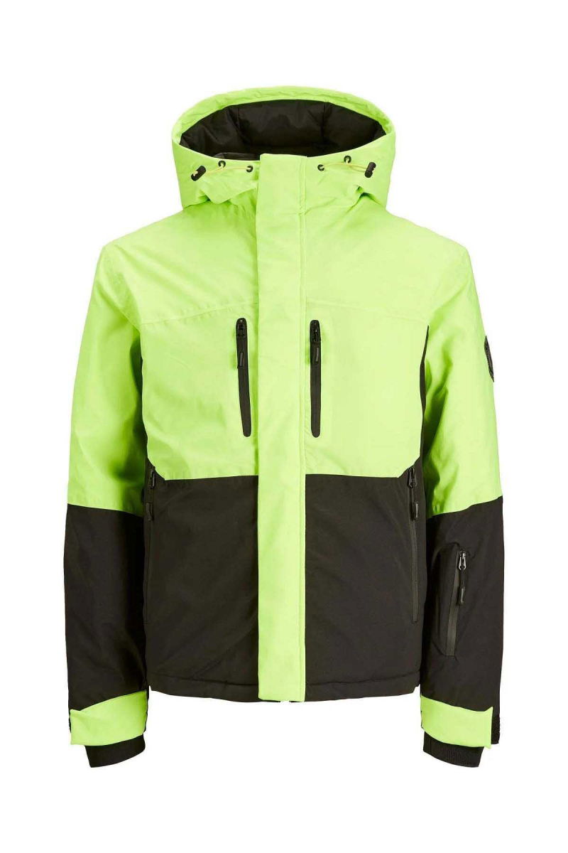 Jack & Jones Erkek Jcoalpıne Kapüşonlu Su Geçirmez Softshell Mont 12241637 Neon Yeşil - 1