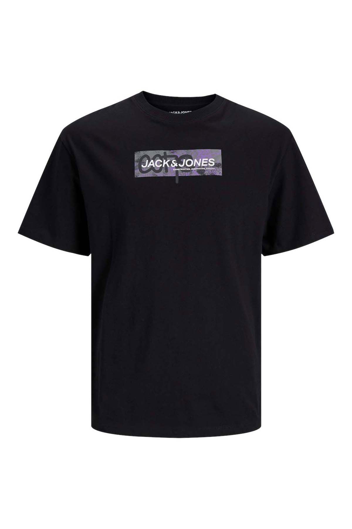 Jack & Jones Erkek Jcoaop Baskı Detaylı Bisiklet Yaka T-Shirt 12253477 Siyah - 1