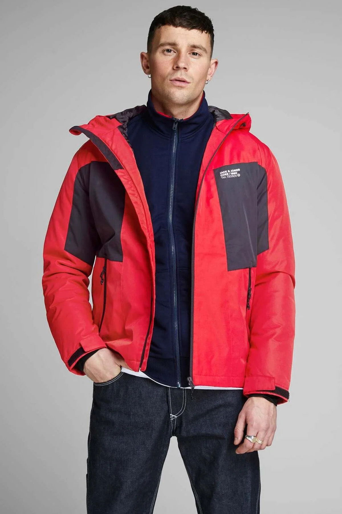 Jack & Jones Erkek Jcobest Kapüşonlu Softshell Ceket Mont 12140297 Kırmızı - 1