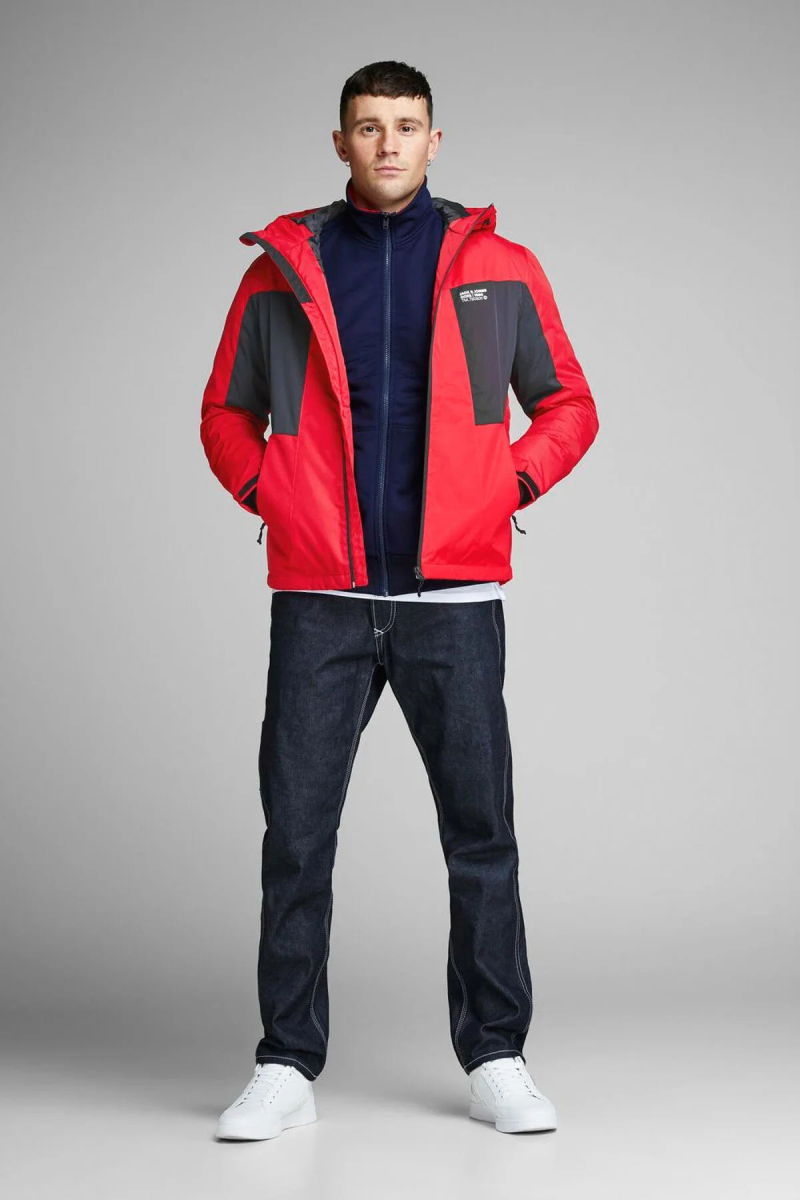 Jack & Jones Erkek Jcobest Kapüşonlu Softshell Ceket Mont 12140297 Kırmızı - 3