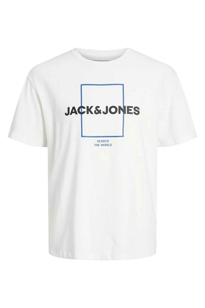 Jack & Jones Erkek Jcoexplored Baskı Detaylı T-Shirt 12231222 Beyaz - 1