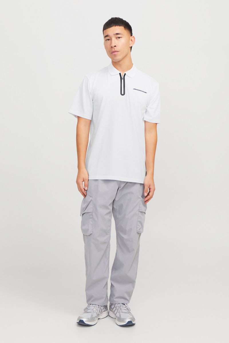 Jack & Jones Erkek Jcofusıon Regular Fit Fermuarlı Polo Yaka Kısa Kollu T-Shirt 12273127 Beyaz - 2