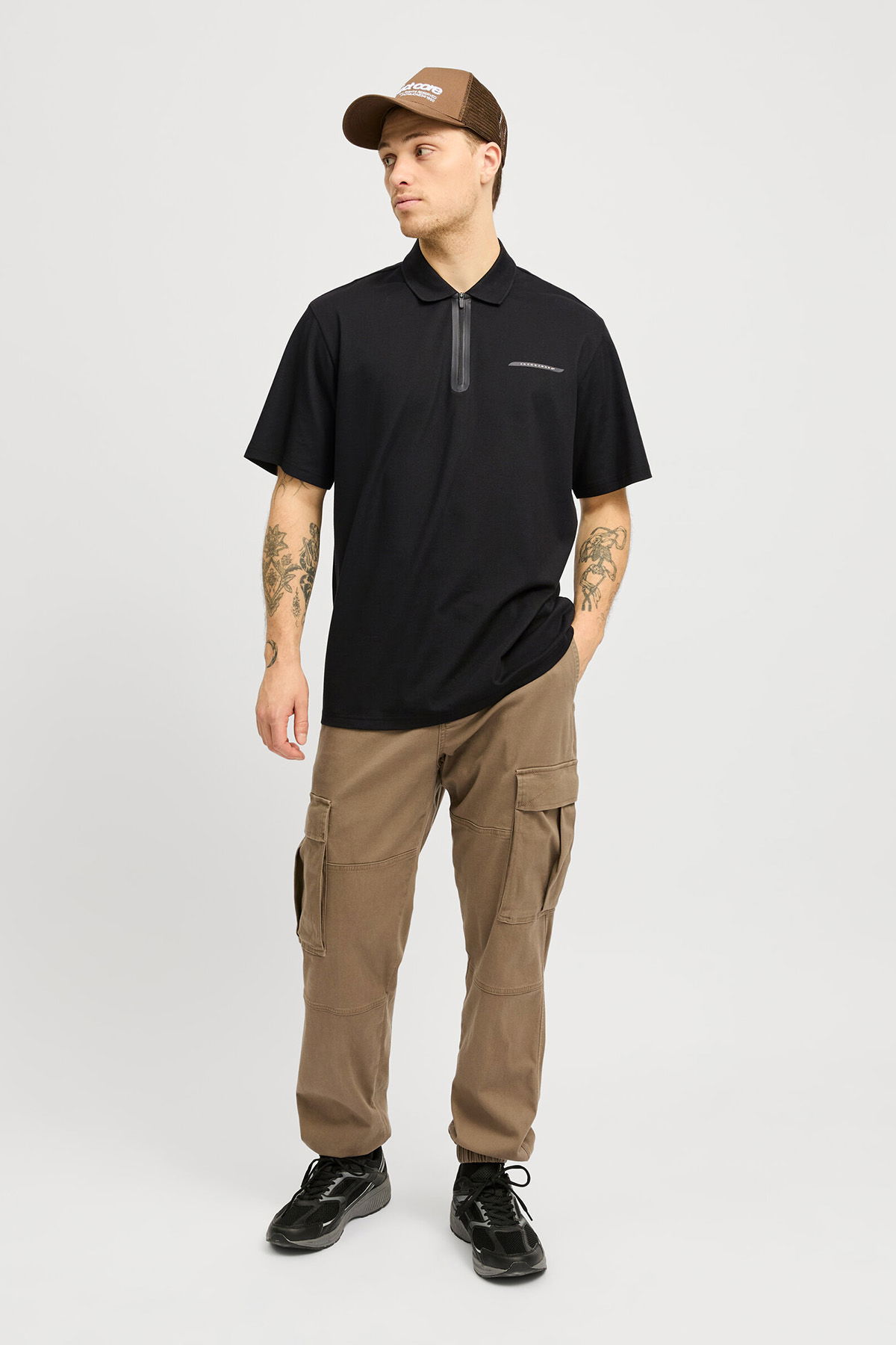 Jack & Jones Erkek Jcofusıon Regular Fit Fermuarlı Polo Yaka Kısa Kollu T-Shirt 12273127 Siyah - 2