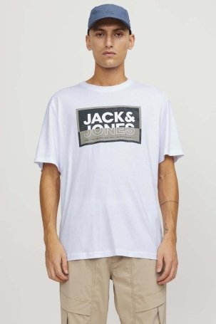 Jack & Jones Erkek Jcologan Baskı Detaylı Bisiklet Yaka T-Shirt 12253442 Beyaz - 2