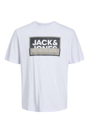 Jack & Jones Erkek Jcologan Baskı Detaylı Bisiklet Yaka T-Shirt 12253442 Beyaz - 5