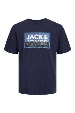 Jack & Jones Erkek Jcologan Baskı Detaylı Bisiklet Yaka T-Shirt 12253442 Lacivert - 4