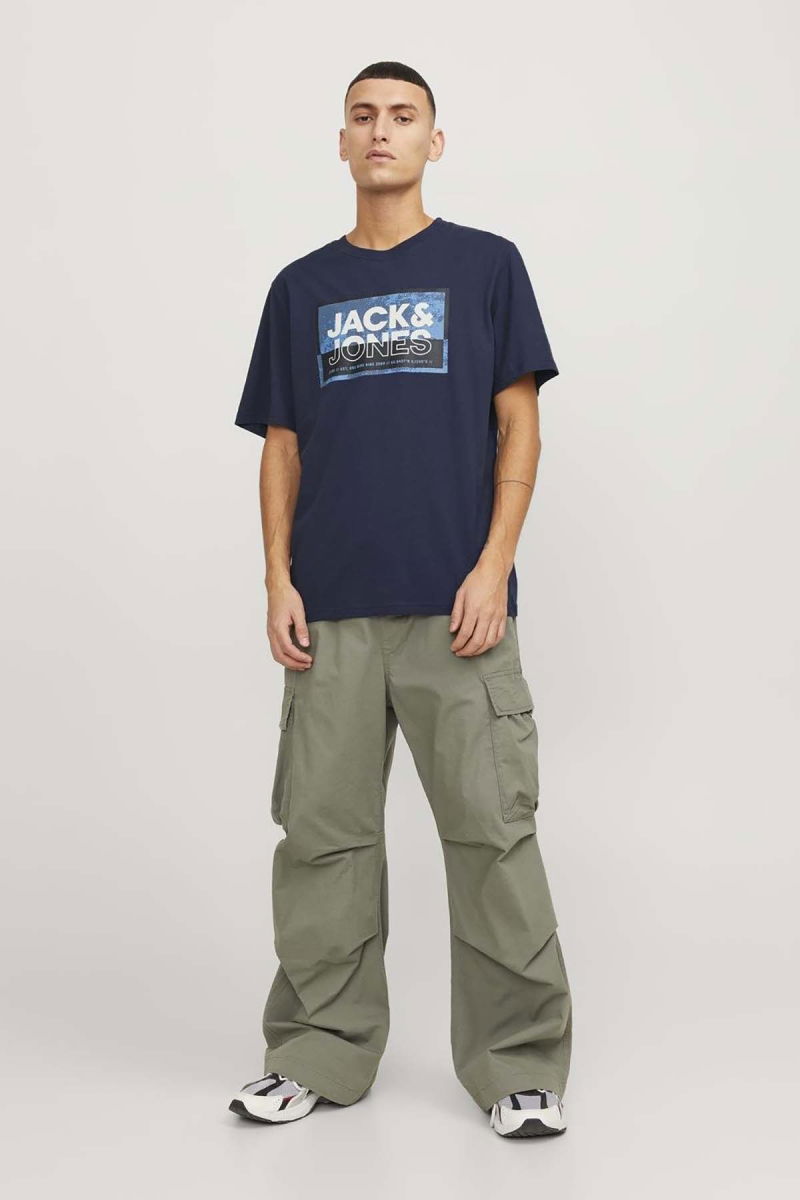 Jack & Jones Erkek Jcologan Baskı Detaylı Bisiklet Yaka T-Shirt 12253442 Lacivert - 3