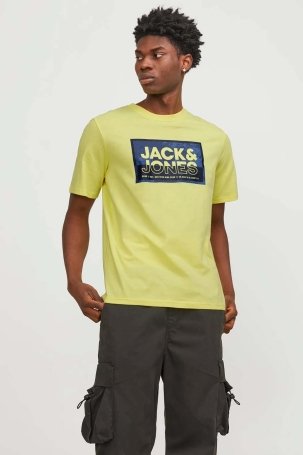 Jack & Jones Erkek Jcologan Baskı Detaylı Bisiklet Yaka T-Shirt 12253442 Sarı - 2