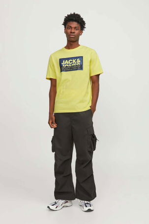 Jack & Jones Erkek Jcologan Baskı Detaylı Bisiklet Yaka T-Shirt 12253442 Sarı - 3