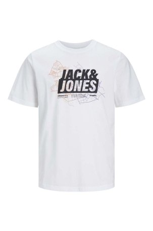 Jack & Jones Erkek Jcomap Baskı Detaylı Bisiklet Yaka T-Shirt 12252376 Beyaz - 5