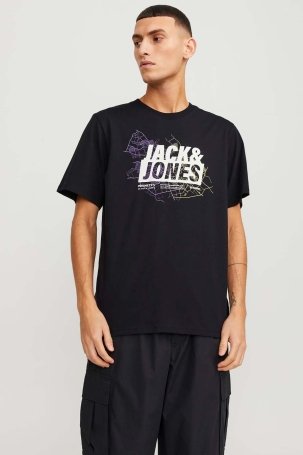 Jack & Jones Erkek Jcomap Baskı Detaylı Bisiklet Yaka T-Shirt 12252376 Siyah - 2