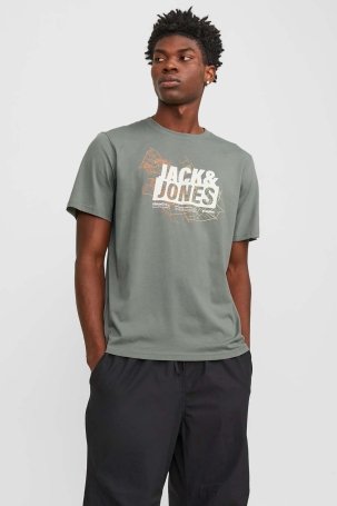 Jack & Jones Erkek Jcomap Baskı Detaylı Bisiklet Yaka T-Shirt 12252376 Yeşil - 2