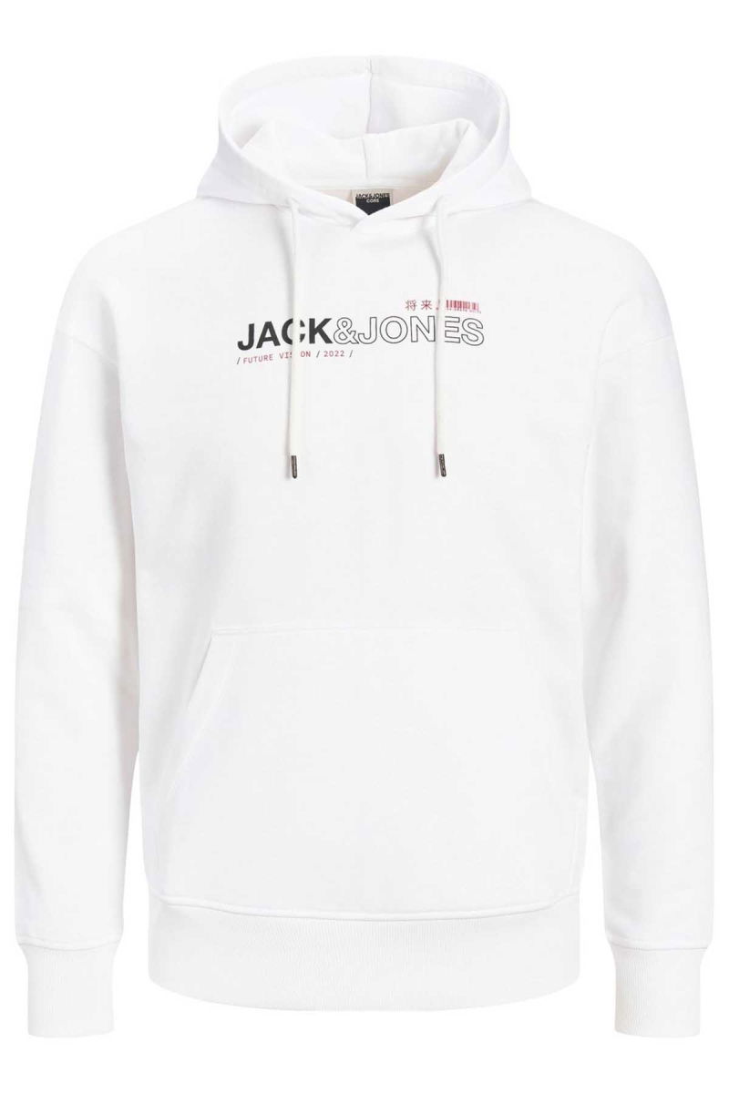 Jack & Jones Erkek Jcomono Vision Kapüşonlu Sweatshirt 63412216286 Beyaz - 1