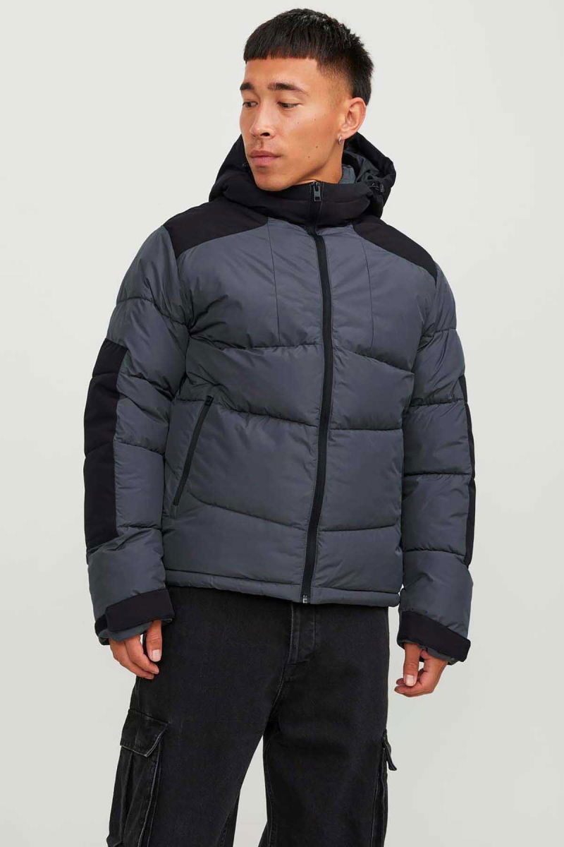 Jack & Jones Erkek Jcootıs Su Geçirmez Kapüşonlu Şişme Mont 12239001 Asfalt - 1