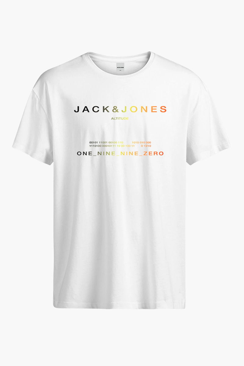 Jack & Jones Erkek Jcorıot Baskı Detaylı Bisiklet Yaka %100 Pamuk T-Shirt 12256771 Beyaz - 1