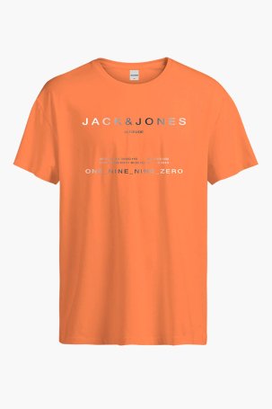Jack & Jones Erkek Jcorıot Baskı Detaylı Bisiklet Yaka %100 Pamuk T-Shirt 12256771 Oranj 