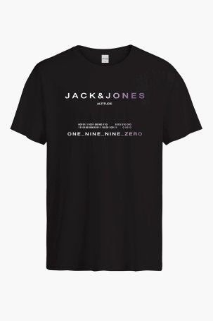 Jack & Jones Erkek Jcorıot Baskı Detaylı Bisiklet Yaka %100 Pamuk T-Shirt 12256771 Siyah 