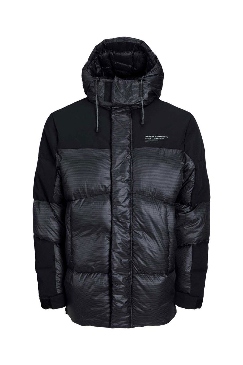 Jack & Jones Erkek Jcosouth Kapüşonlu Puffer Mont 12243424 Siyah - 1