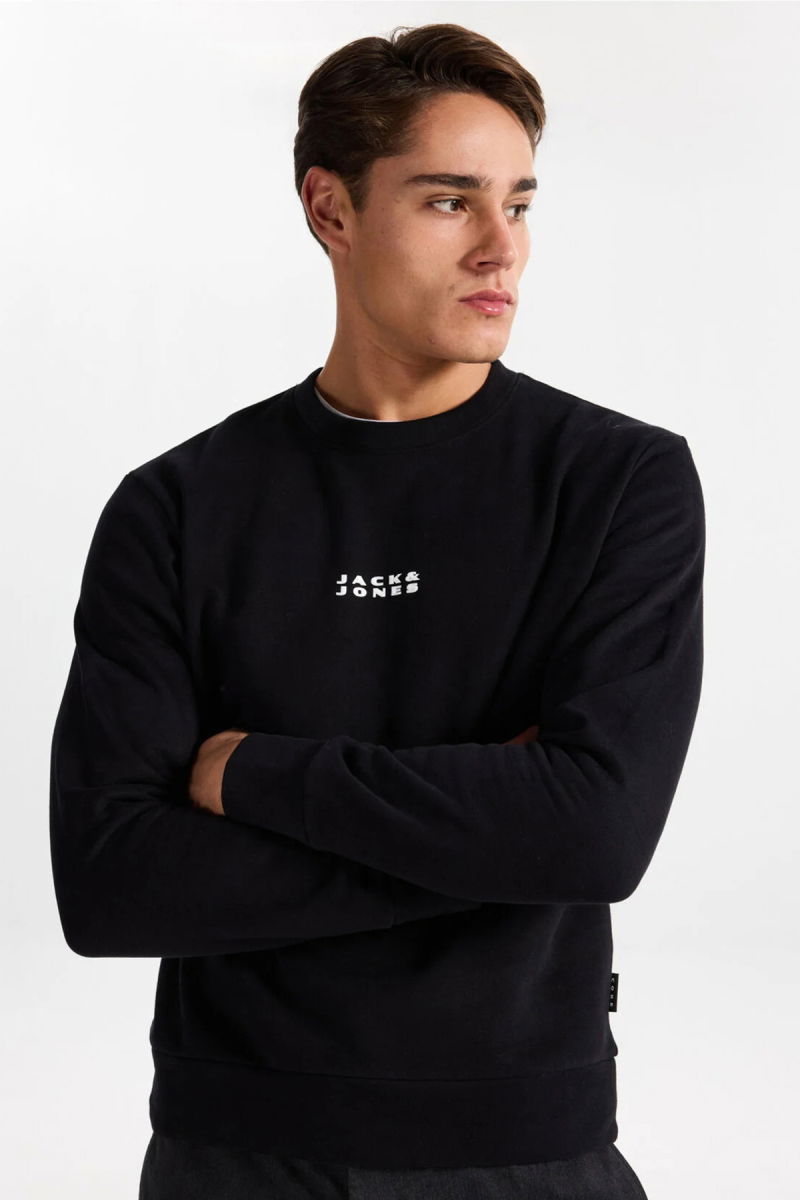 Jack & Jones Erkek Jcostance Bisiklet Yaka %100 Pamuk Sweatshirt 12282821 Siyah - Jack & Jones