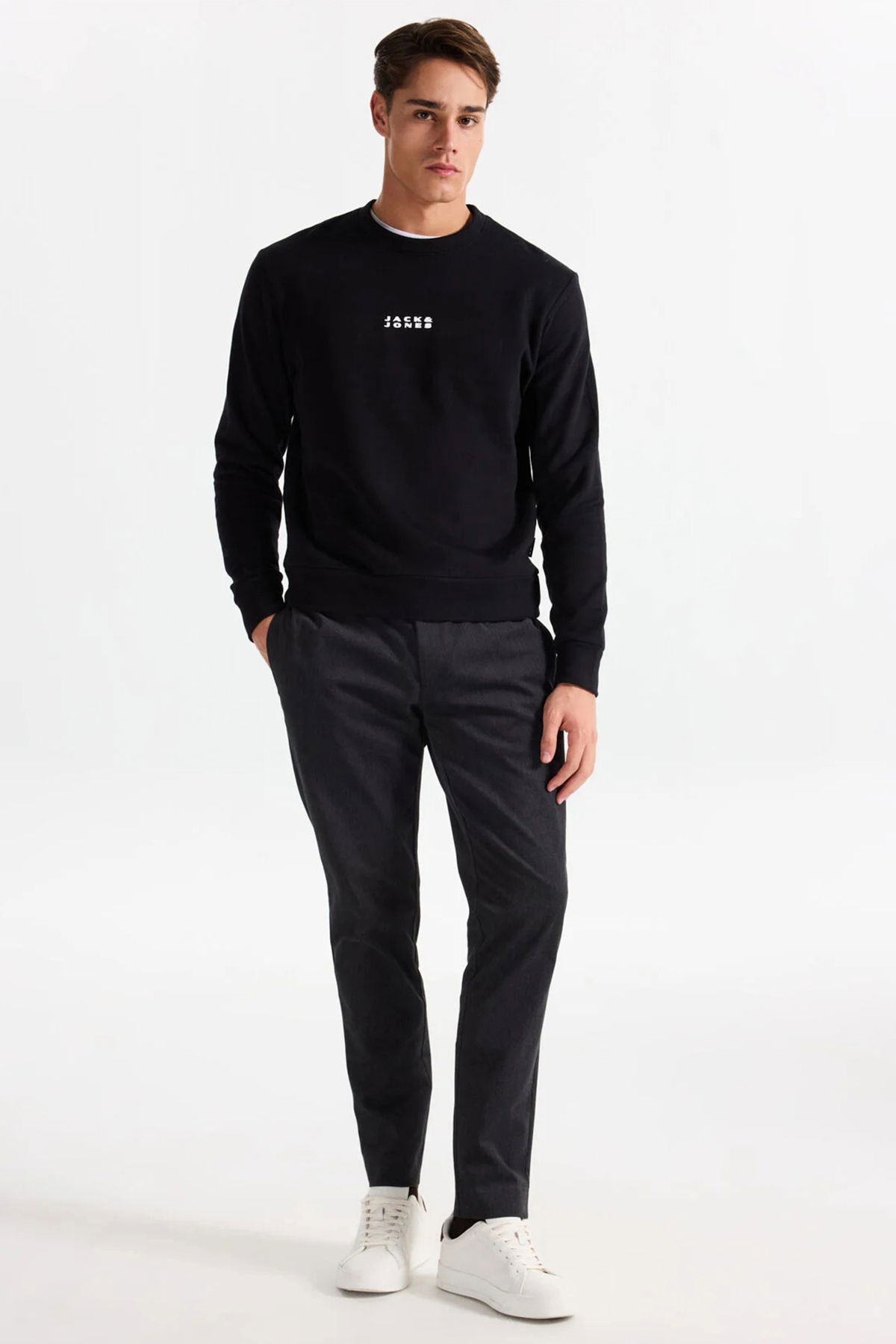 Jack & Jones Erkek Jcostance Bisiklet Yaka %100 Pamuk Sweatshirt 12282821 Siyah - 2