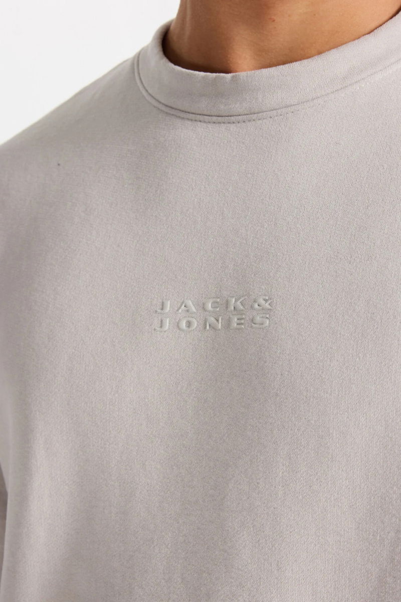 Jack & Jones Erkek Jcostance Bisiklet Yaka %100 Pamuk Sweatshirt 12282821 Taş - 4