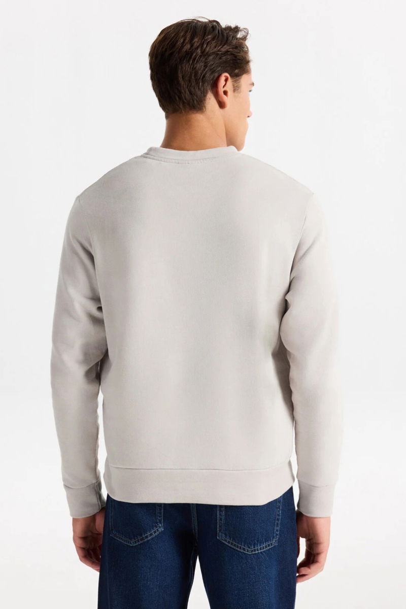 Jack & Jones Erkek Jcostance Bisiklet Yaka %100 Pamuk Sweatshirt 12282821 Taş - 5