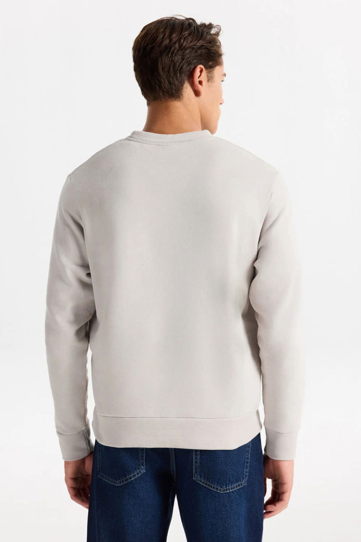 Jack & Jones Erkek Jcostance Bisiklet Yaka %100 Pamuk Sweatshirt 12282821 Taş - 5