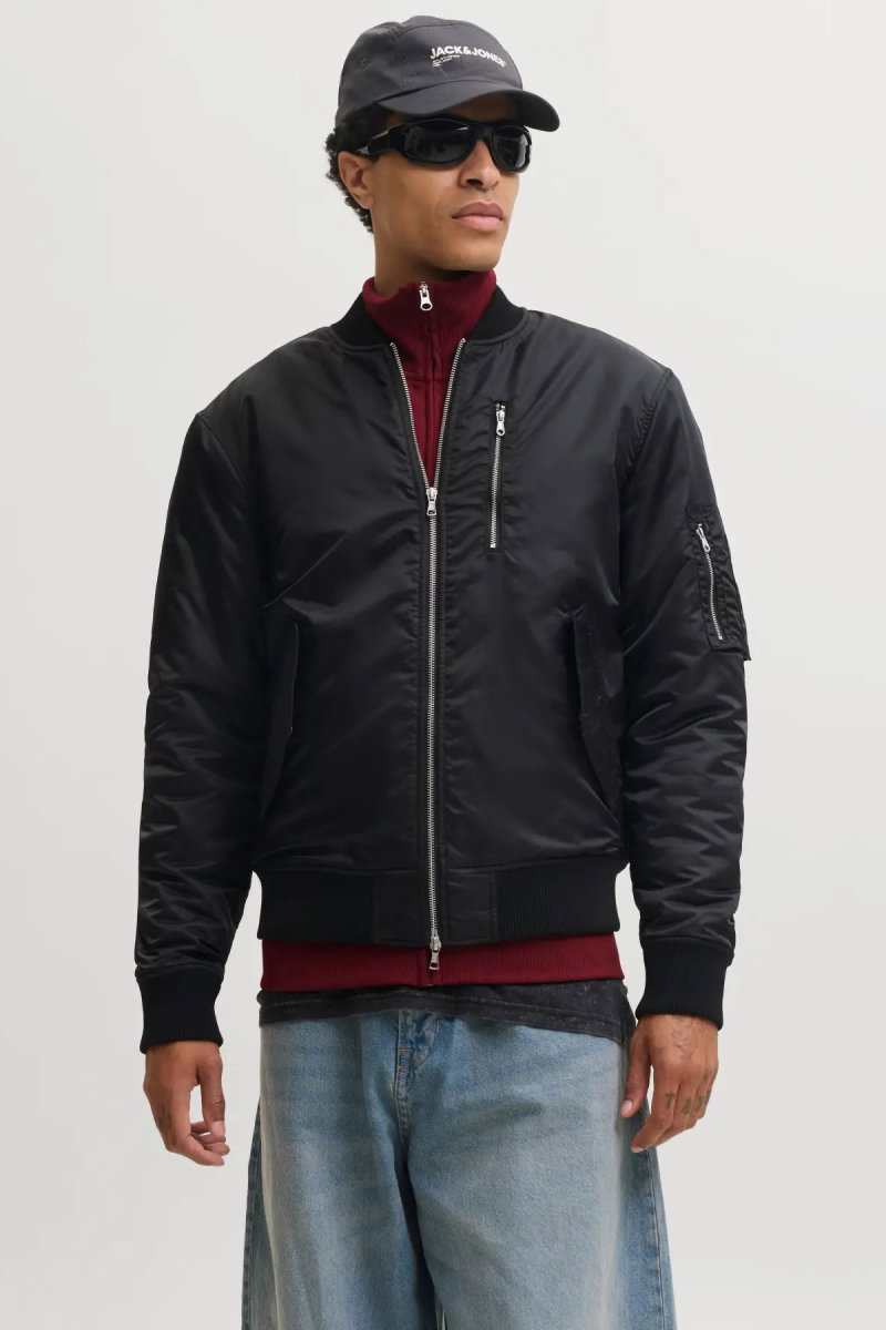 Jack & Jones Erkek Jcotrace Su İtici Bomber Ceket 12301762 Siyah - Jack & Jones