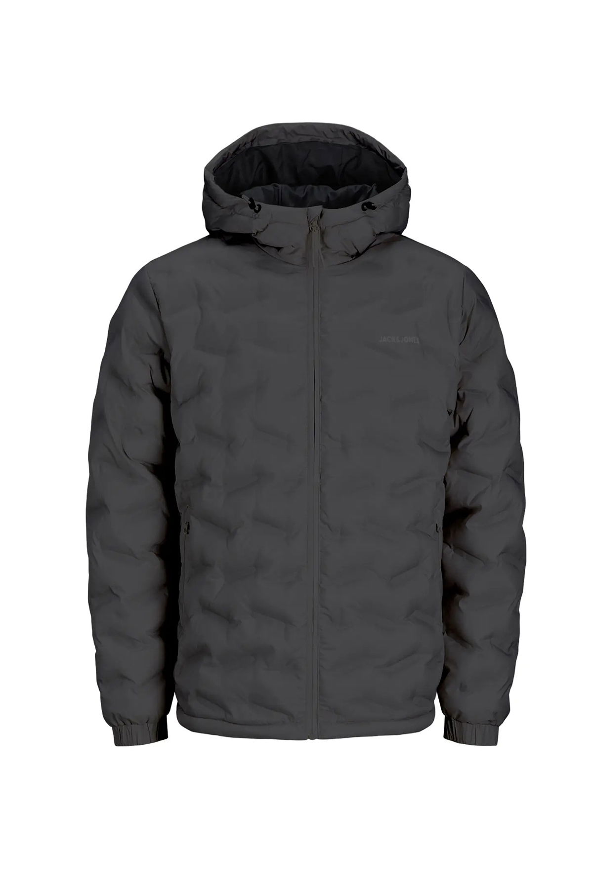 Jack & Jones Erkek Jcowın Kapüşonlu Rüzgar Geçirmez Kapitone Mont 12250429 Asfalt - 1