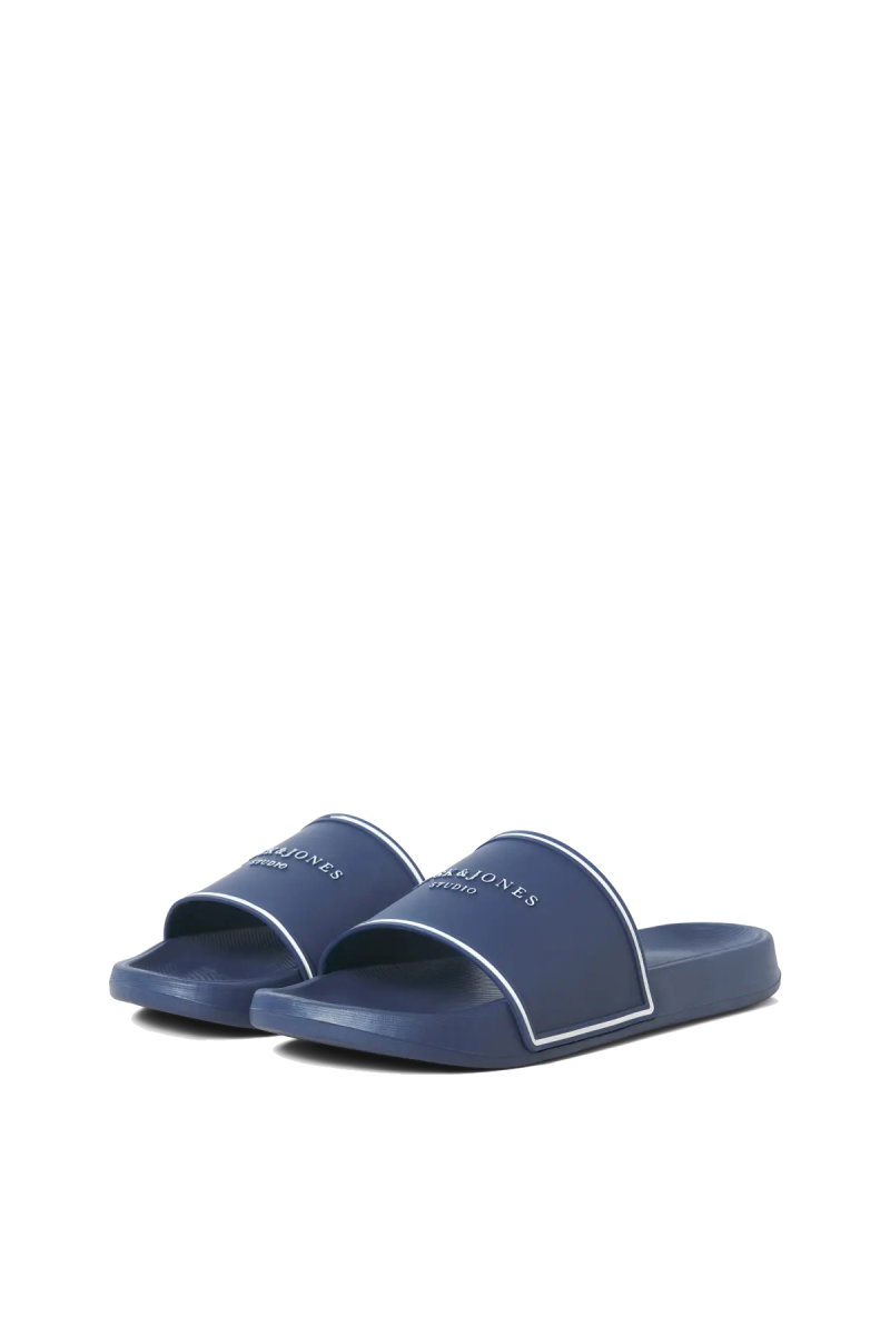 Jack & Jones Erkek Jfwartıllery Logo Detaylı Havuz ve Plaj Terliği 12292042 Lacivert - 3