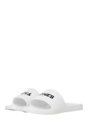 Jack & Jones Erkek Jfwlarry Yazı Detaylı Terlik 12251249 Beyaz - 3