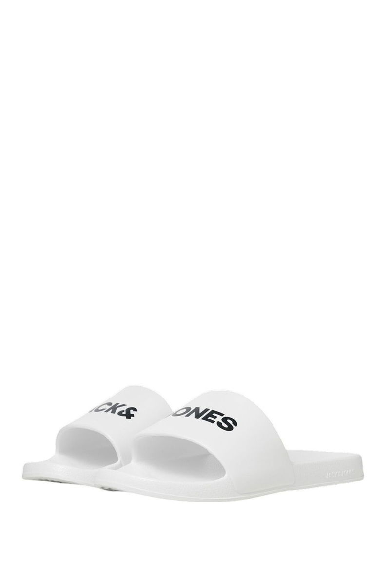 Jack & Jones Erkek Jfwlarry Yazı Detaylı Terlik 12251249 Beyaz - 3