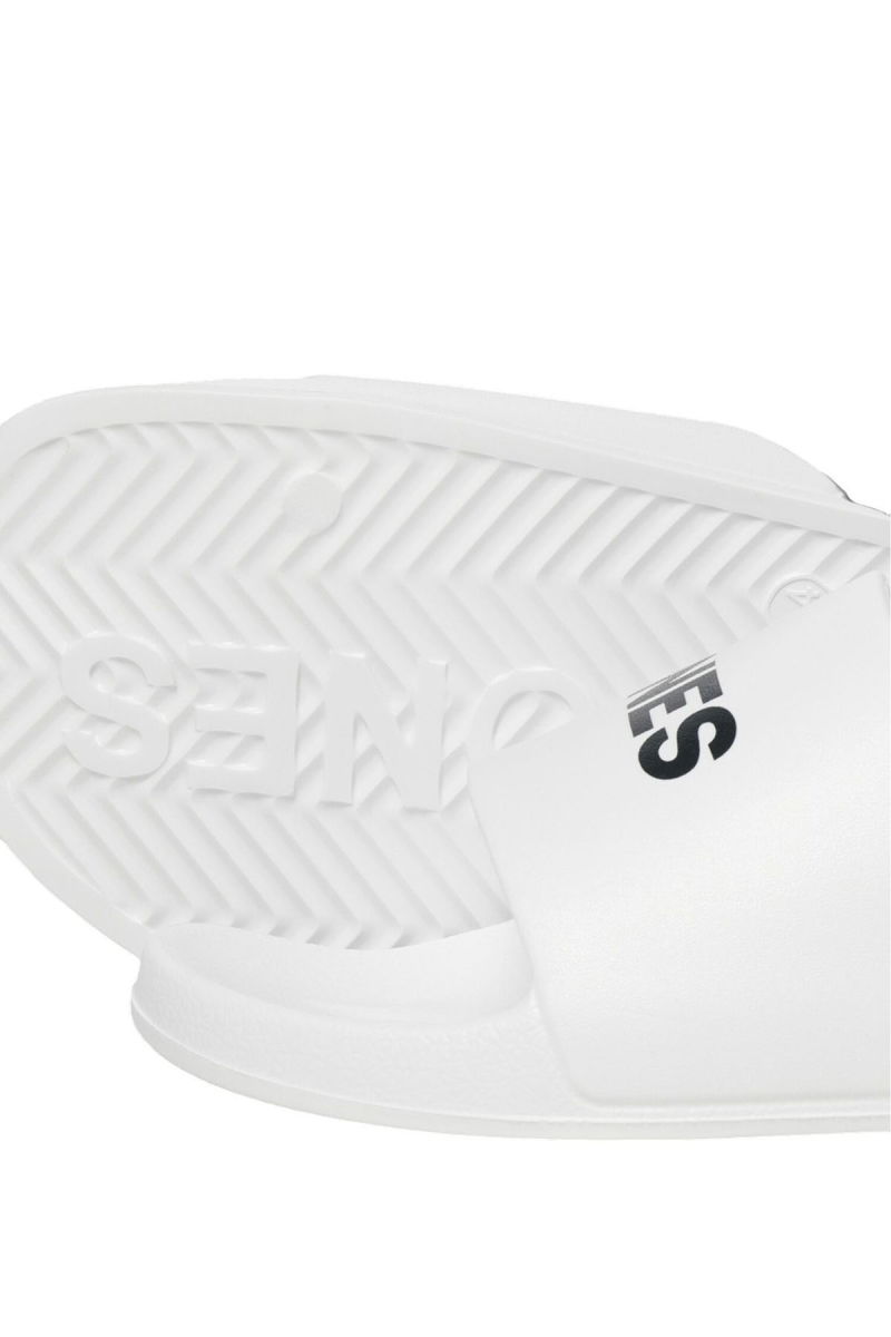 Jack & Jones Erkek Jfwlarry Yazı Detaylı Terlik 12251249 Beyaz - 4