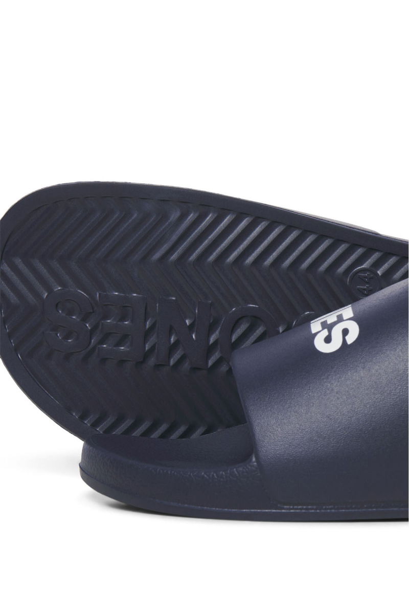 Jack & Jones Erkek Jfwlarry Yazı Detaylı Terlik 12251249 Lacivert - 4