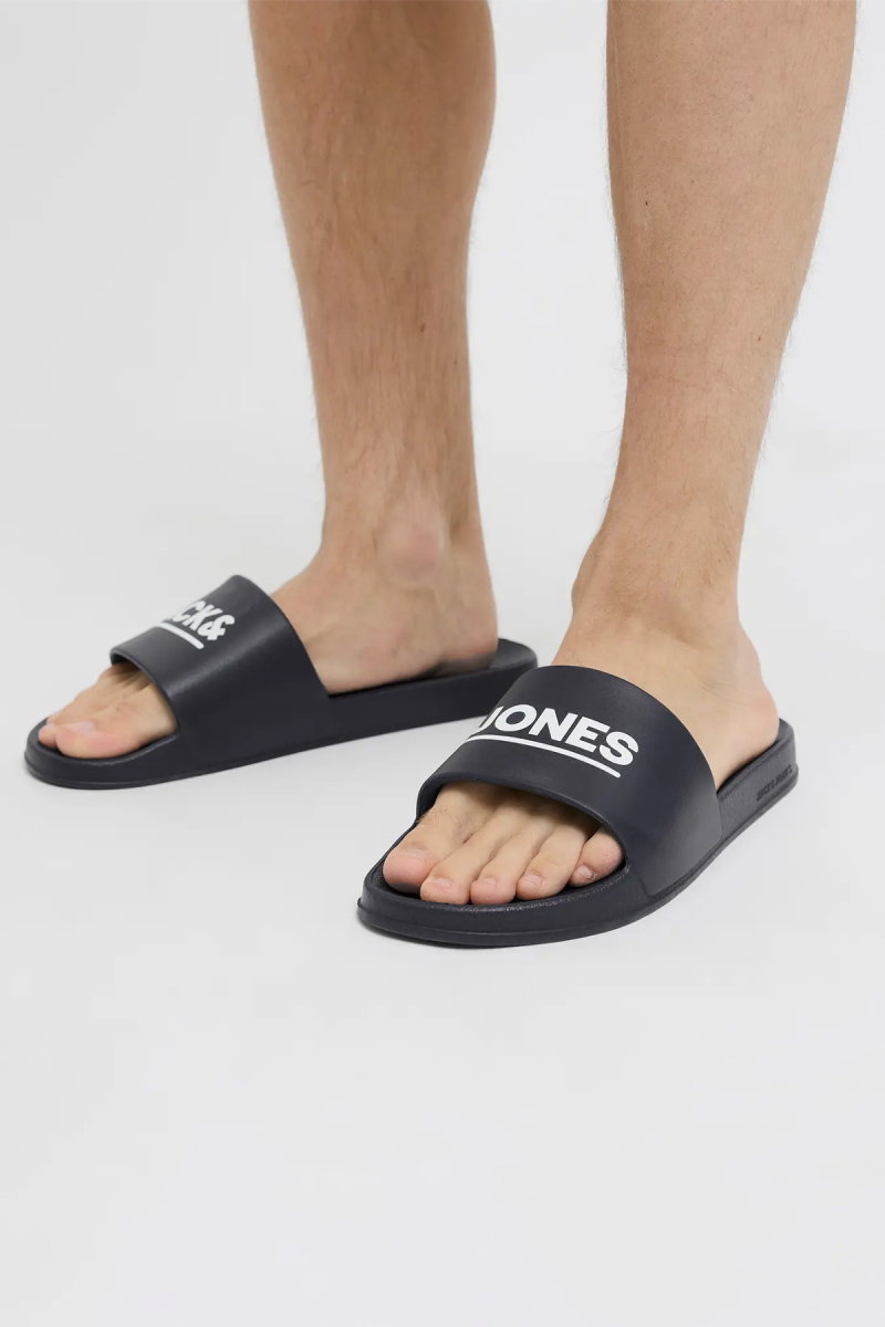 Jack & Jones Erkek Jfwollıe Yazı Detaylı Terlik 12236477 Lacivert - Jack & Jones