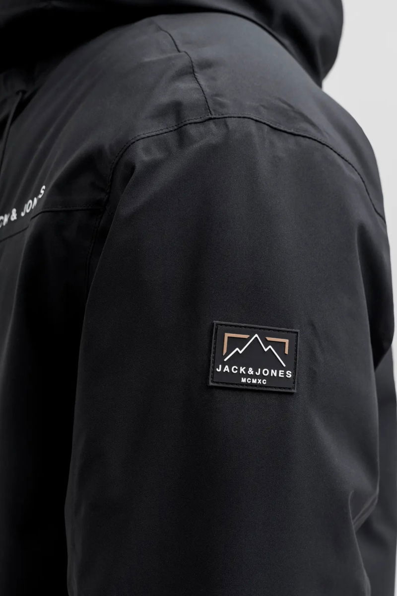 Jack & Jones Erkek Jjalpes Kapüşonlu Su ve Rüzgar Geçirmez Mont 12284649 Siyah - 4
