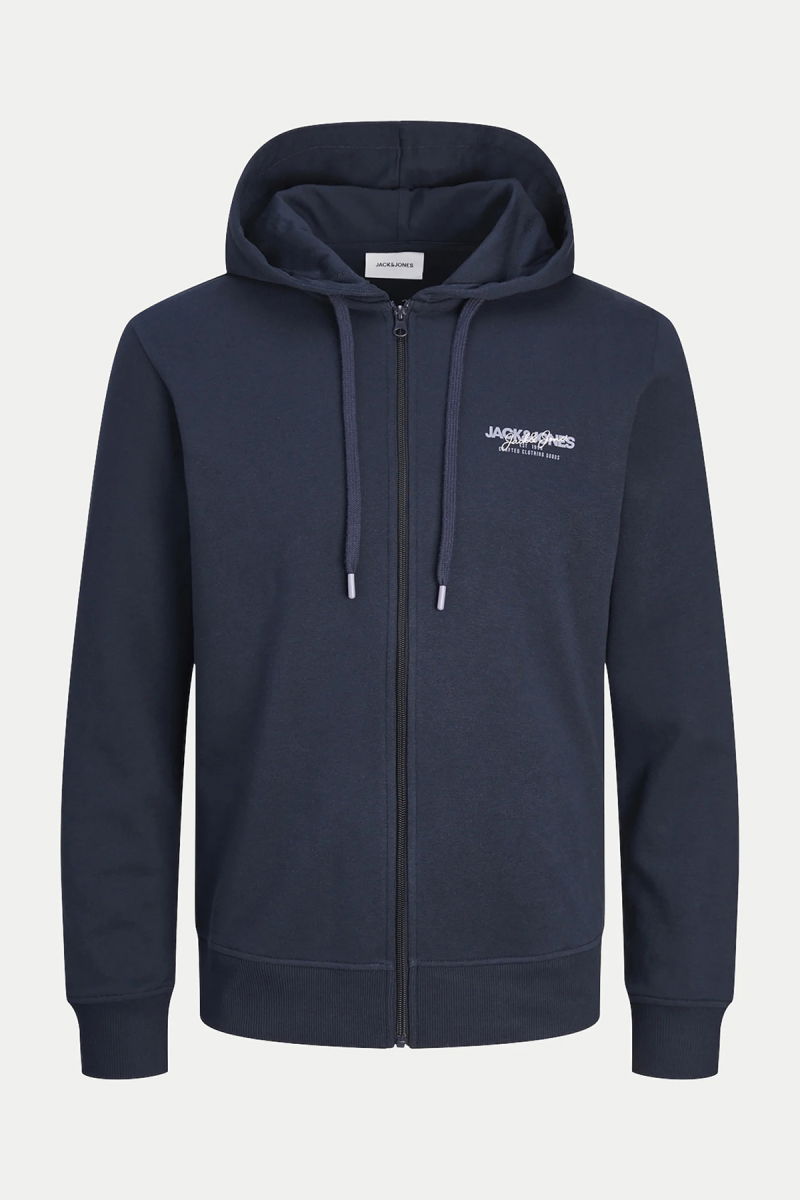 Jack & Jones Erkek Jjalvıs Fermuar Kapamalı Kapüşonlu Sweatshirt 12256847 Lacivert - 1