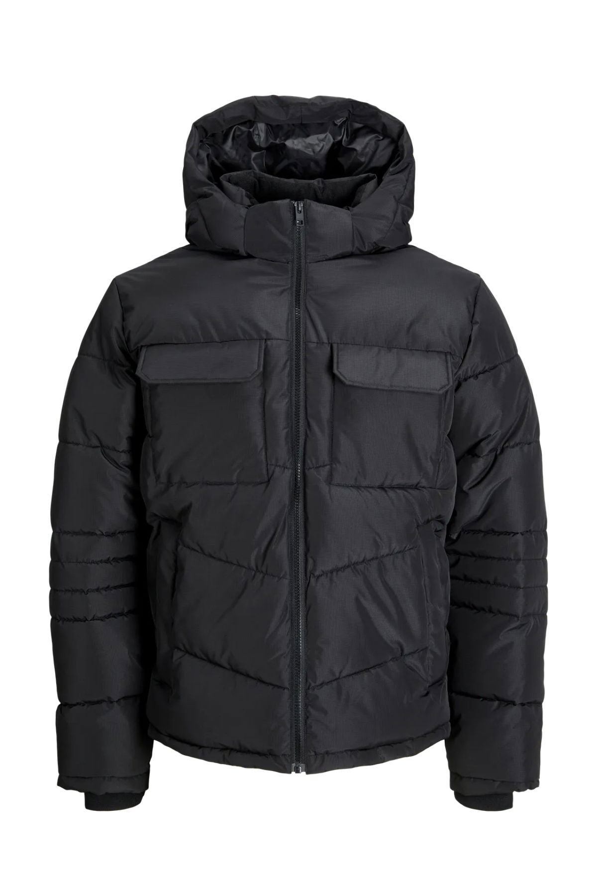 Jack & Jones Erkek Jjbuıld Kapüşonlu Puffer Mont 12256858 Siyah - 1