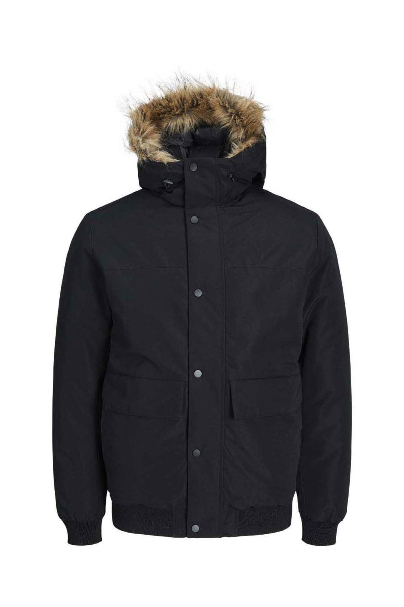 Jack & Jones Erkek Jjchamp Kapüşonlu Mont 12236822 Siyah - 1