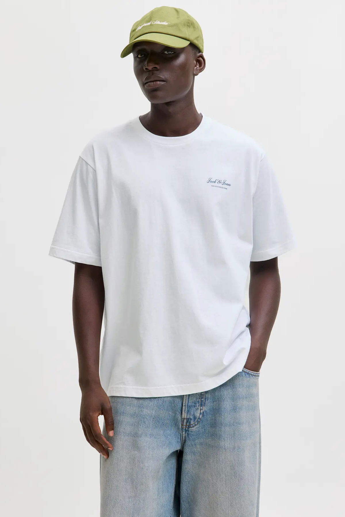 Jack & Jones Erkek Jjearchıve Bisiklet Yaka Kısa Kollu %100 Pamuk T-Shirt 12287990 Beyaz - 1