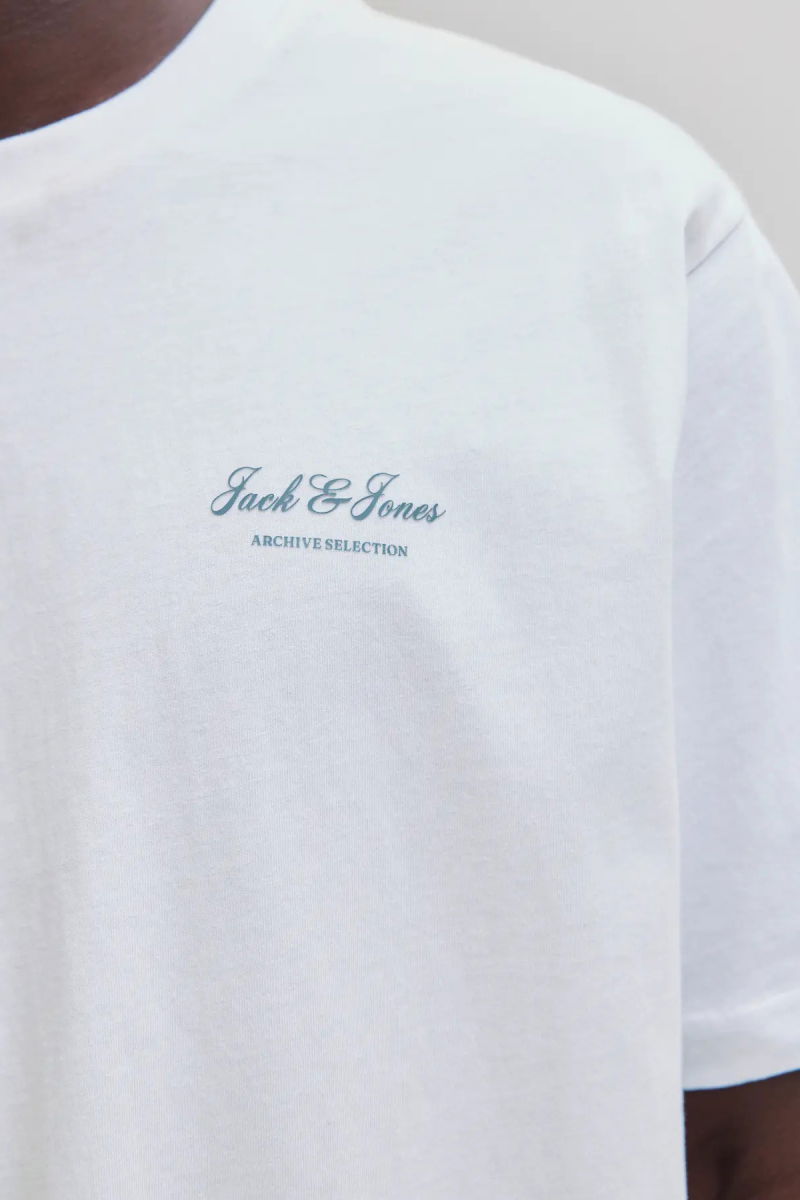 Jack & Jones Erkek Jjearchıve Bisiklet Yaka Kısa Kollu %100 Pamuk T-Shirt 12287990 Beyaz - 3