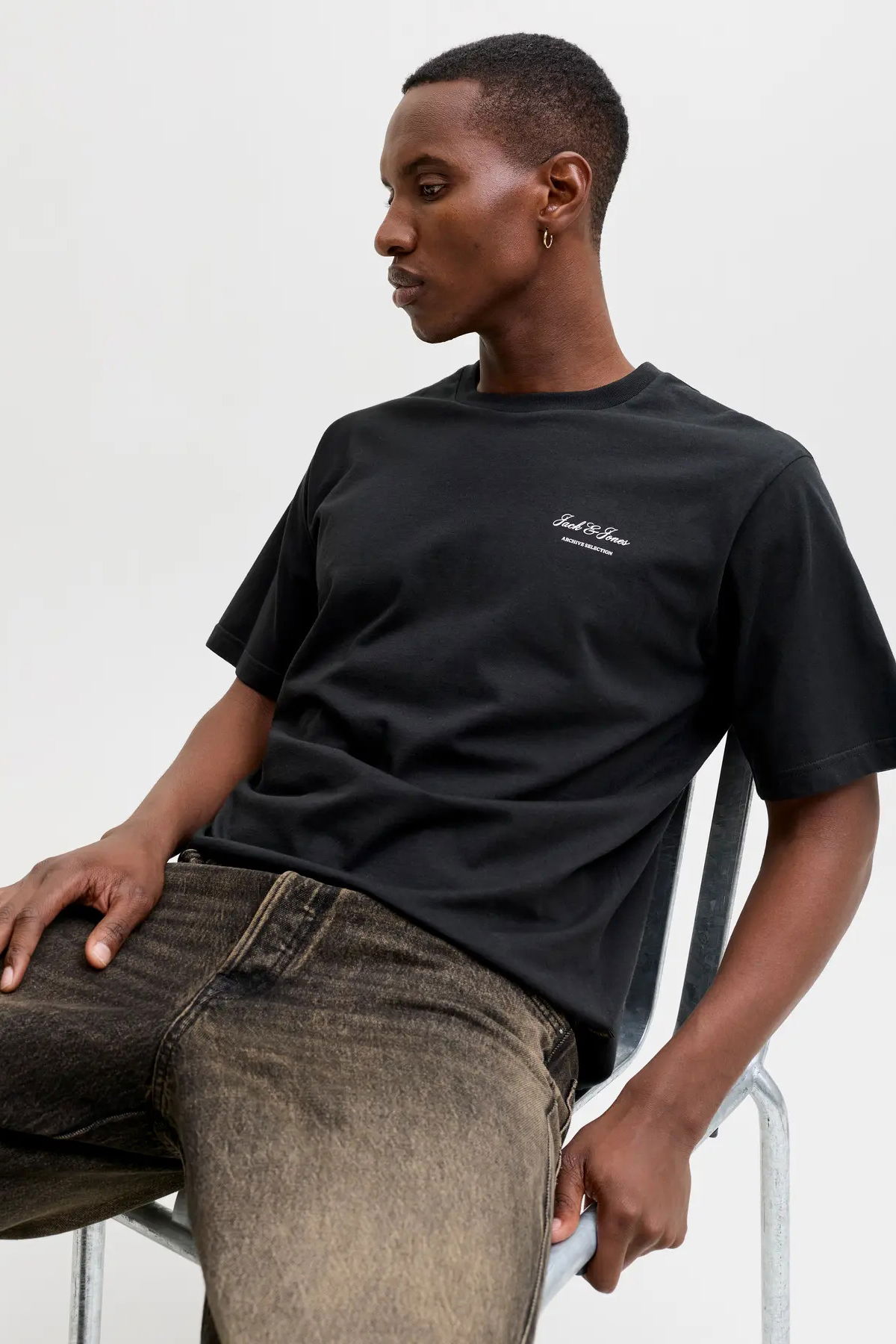 Jack & Jones Erkek Jjearchıve Bisiklet Yaka Kısa Kollu %100 Pamuk T-Shirt 12287990 Siyah - 1