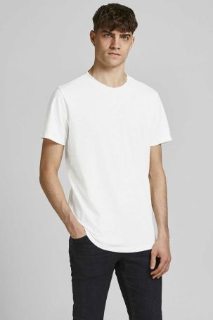 Jack & Jones Erkek Jjebasher Bisiklet Yaka T-Shirt 12182498 Beyaz - 1