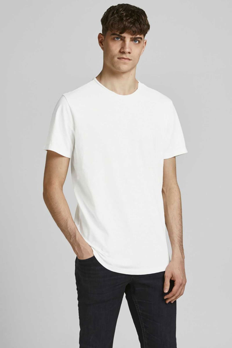 Jack & Jones Erkek Jjebasher Bisiklet Yaka T-Shirt 12182498 Beyaz - 1