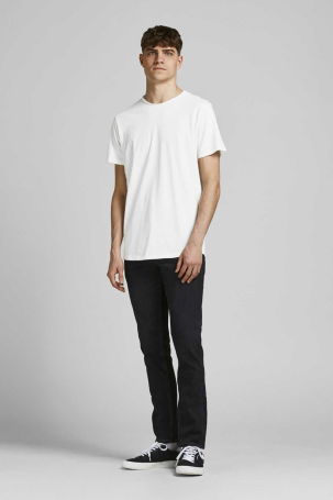 Jack & Jones Erkek Jjebasher Bisiklet Yaka T-Shirt 12182498 Beyaz - 2