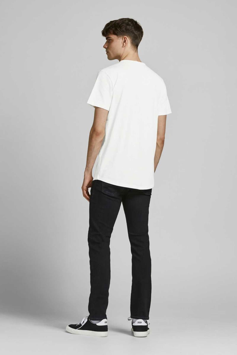 Jack & Jones Erkek Jjebasher Bisiklet Yaka T-Shirt 12182498 Beyaz - 5