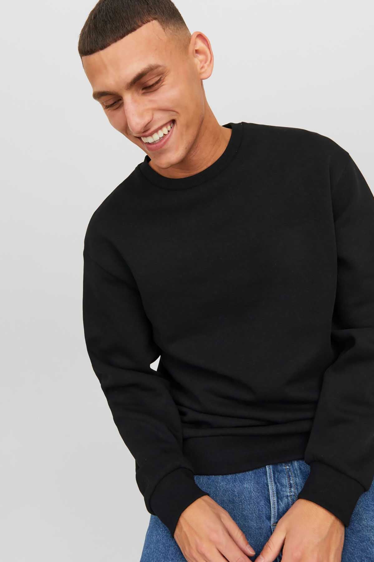 Jack & Jones Erkek Jjebradley Bisiklet Yaka Sweatshirt 12249341 Siyah - 3