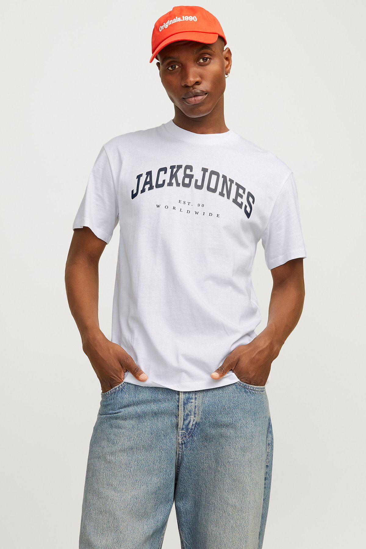 Jack & Jones Erkek Jjecaleb Bisiklet Yaka Kısa Kollu %100 Pamuk T-Shirt 12257579 Beyaz - 2