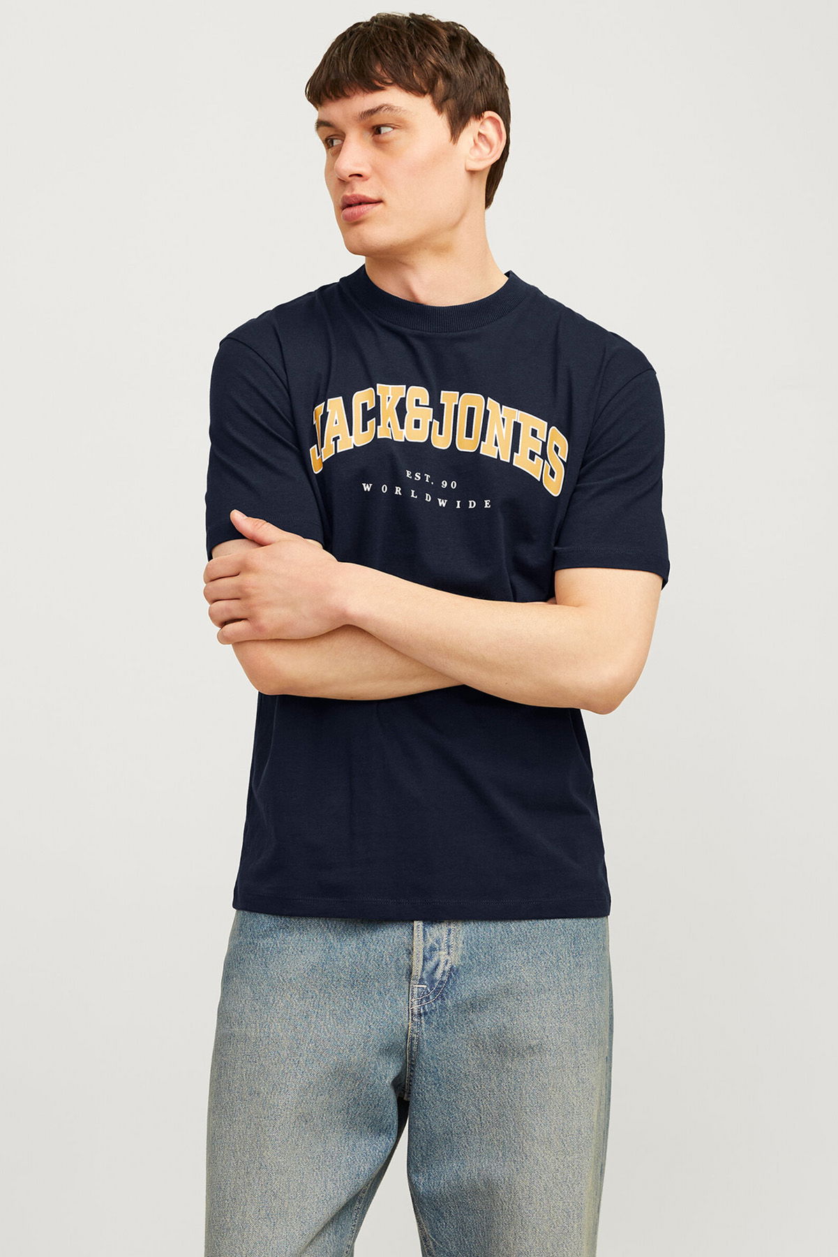 Jack & Jones Erkek Jjecaleb Bisiklet Yaka Kısa Kollu %100 Pamuk T-Shirt 12257579 Lacivert - 2